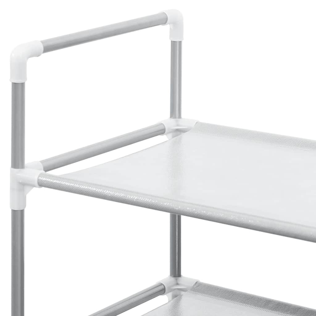 vidaXL Schuhregal mit 4 Böden Metall und Vliesstoff Silbern