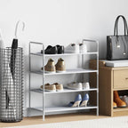 vidaXL Schuhregal mit 4 Böden Metall und Vliesstoff Silbern