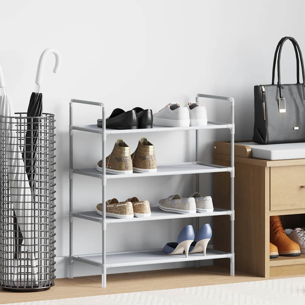 vidaXL Schuhregal mit 4 Böden Metall und Vliesstoff Silbern