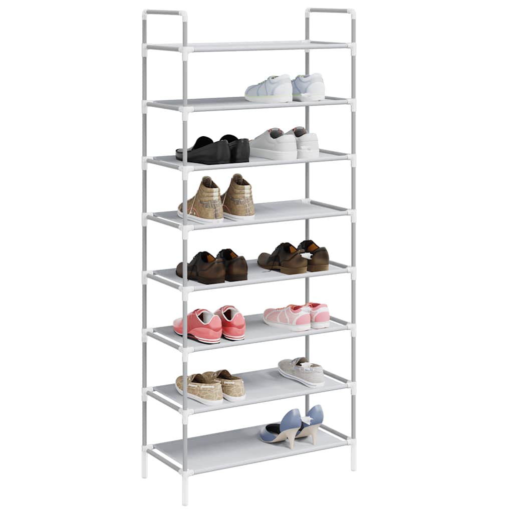 vidaXL Schuhregal mit 8 Böden Metall und Vliesstoff Silbern