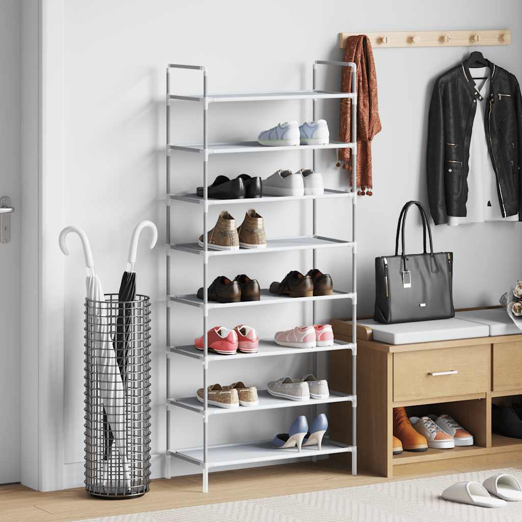 vidaXL Schuhregal mit 8 Böden Metall und Vliesstoff Silbern