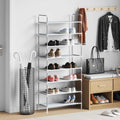 vidaXL Schuhregal mit 8 Böden Metall und Vliesstoff Silbern