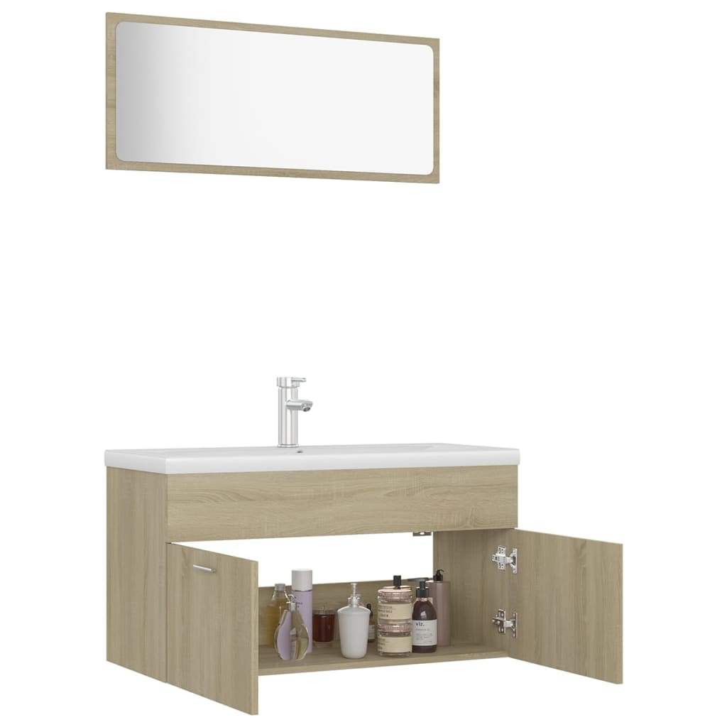 vidaXL Badmöbel-Set Sonoma-Eiche Holzwerkstoff