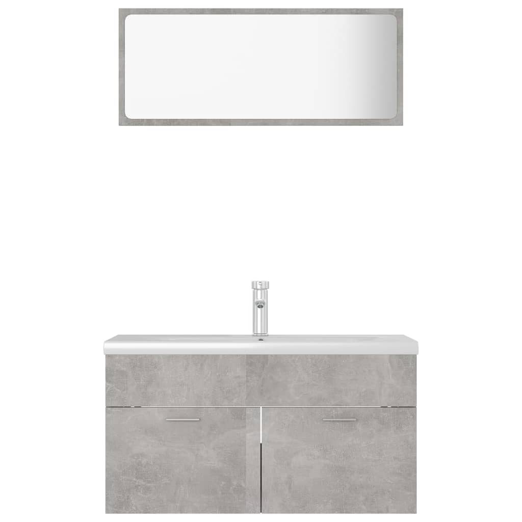 vidaXL Badmöbel-Set Betongrau Holzwerkstoff