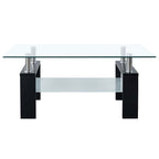 vidaXL Couchtisch Schwarz Transparent 95x55x40 cm Hartglas
