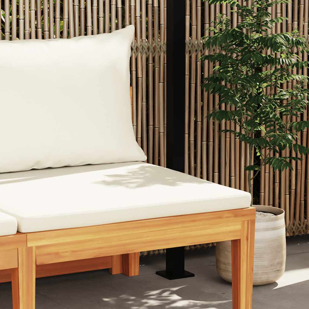 vidaXL Gartenbank mit Tisch & Cremeweißen Kissen Massivholz Akazie