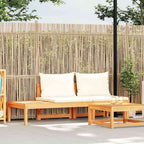 vidaXL Gartenbank mit Tisch & Cremeweißen Kissen Massivholz Akazie