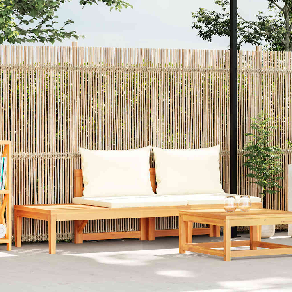 vidaXL Gartenbank mit Tisch & Cremeweißen Kissen Massivholz Akazie