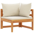 vidaXL Ecksofa mit Cremeweißen Kissen Massivholz Akazie