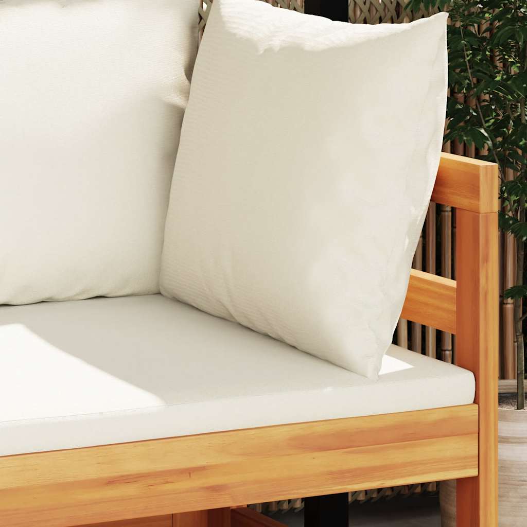 vidaXL Ecksofa mit Cremeweißen Kissen Massivholz Akazie