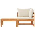 vidaXL 2-tlg. Garten-Lounge-Set mit Kissen Cremeweiß Akazienholz
