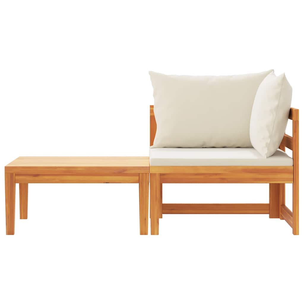 vidaXL 2-tlg. Garten-Lounge-Set mit Kissen Cremeweiß Akazienholz