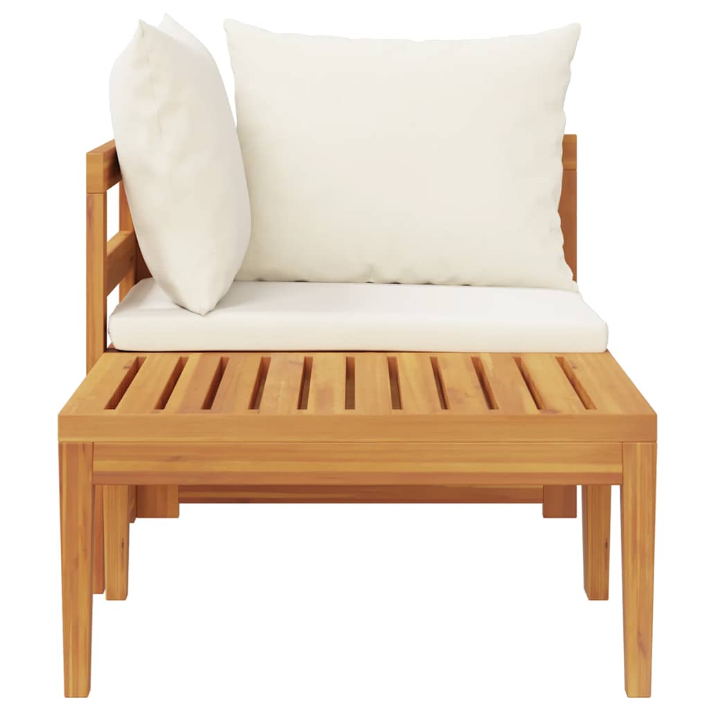 vidaXL 2-tlg. Garten-Lounge-Set mit Kissen Cremeweiß Akazienholz