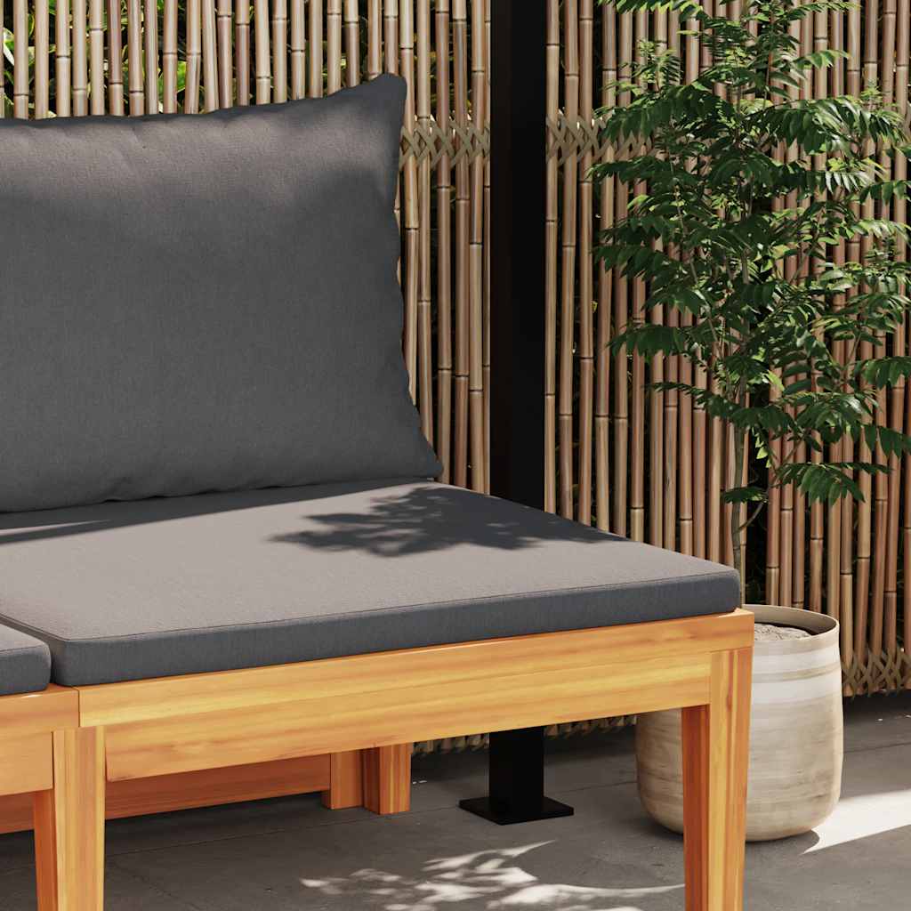 vidaXL Gartenbank mit Tisch & Dunkelgrauen Kissen Massivholz Akazie