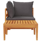 vidaXL 2-tlg. Garten-Lounge-Set mit Dunkelgrauen Kissen Akazienholz