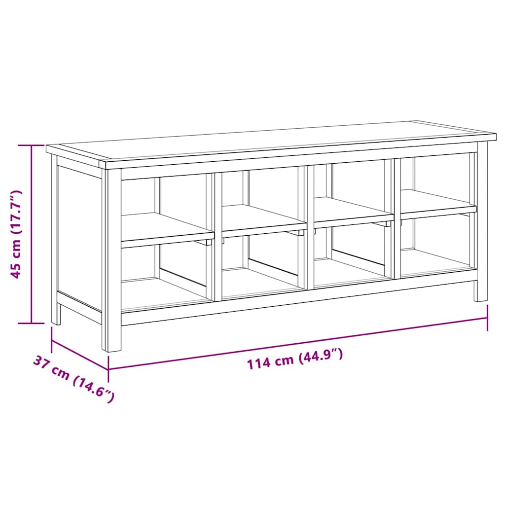 vidaXL Schuhregal 114x37x45 cm Massivholz Eiche