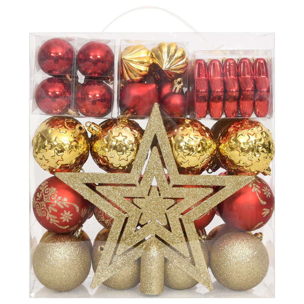 vidaXL 70-tlg. Weihnachtskugel-Set Golden und Rot
