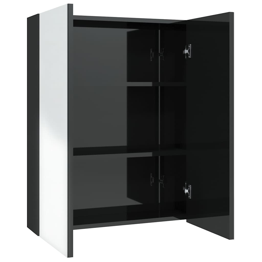 vidaXL Bad-Spiegelschrank 60x15x75 cm MDF Glänzendes Schwarz