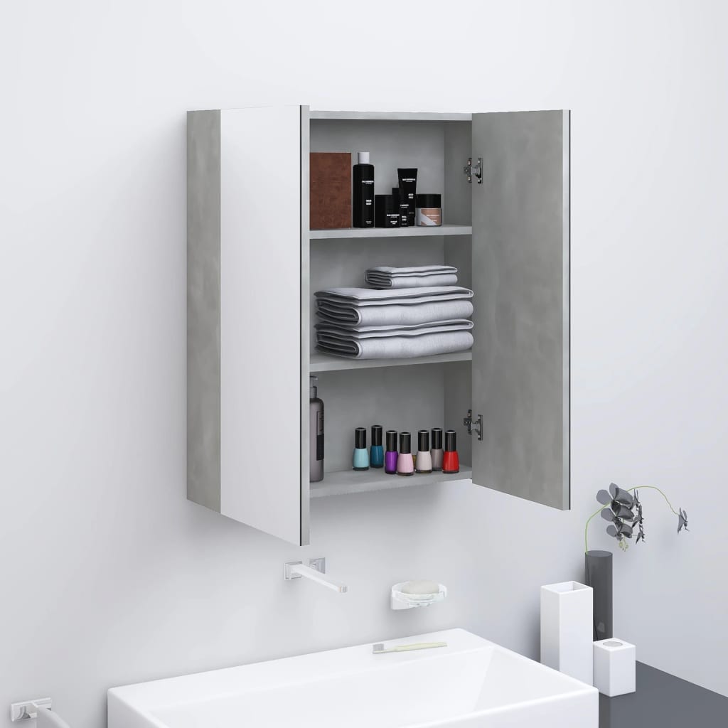 vidaXL Bad-Spiegelschrank 60x15x75 cm MDF Betongrau