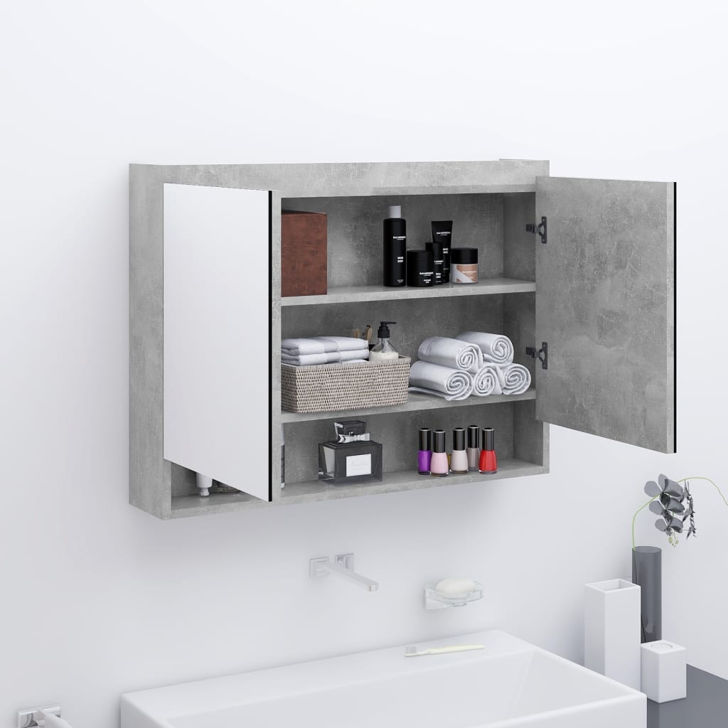 vidaXL Spiegelschrank fürs Bad 80x15x60 cm MDF Betongrau
