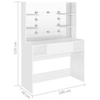vidaXL Schminktisch mit LED-Beleuchtung 100x40x135 cm MDF Weiß
