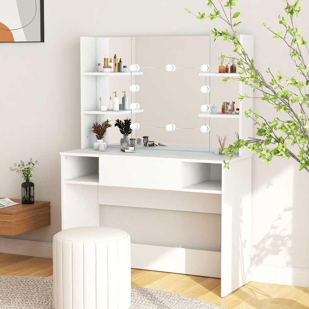 vidaXL Schminktisch mit LED-Beleuchtung 100x40x135 cm MDF Weiß
