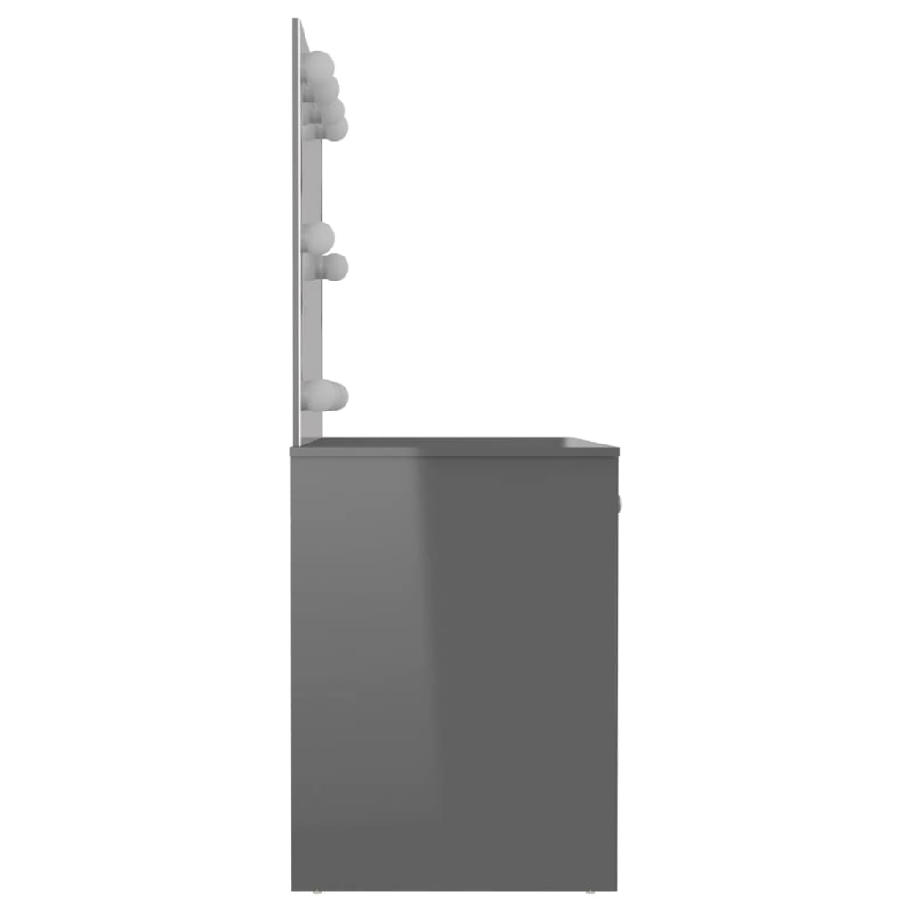 vidaXL Schminktisch LED-Beleuchtung 110x55x145 cm MDF Hochglanz-Grau
