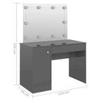 vidaXL Schminktisch LED-Beleuchtung 110x55x145 cm MDF Hochglanz-Grau