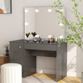 vidaXL Schminktisch LED-Beleuchtung 110x55x145 cm MDF Hochglanz-Grau