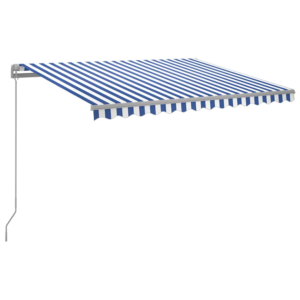 vidaXL Markise Manuell Einziehbar mit LED Blau und Weiß