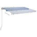 vidaXL Markise Manuell Einziehbar mit LED Blau und Weiß