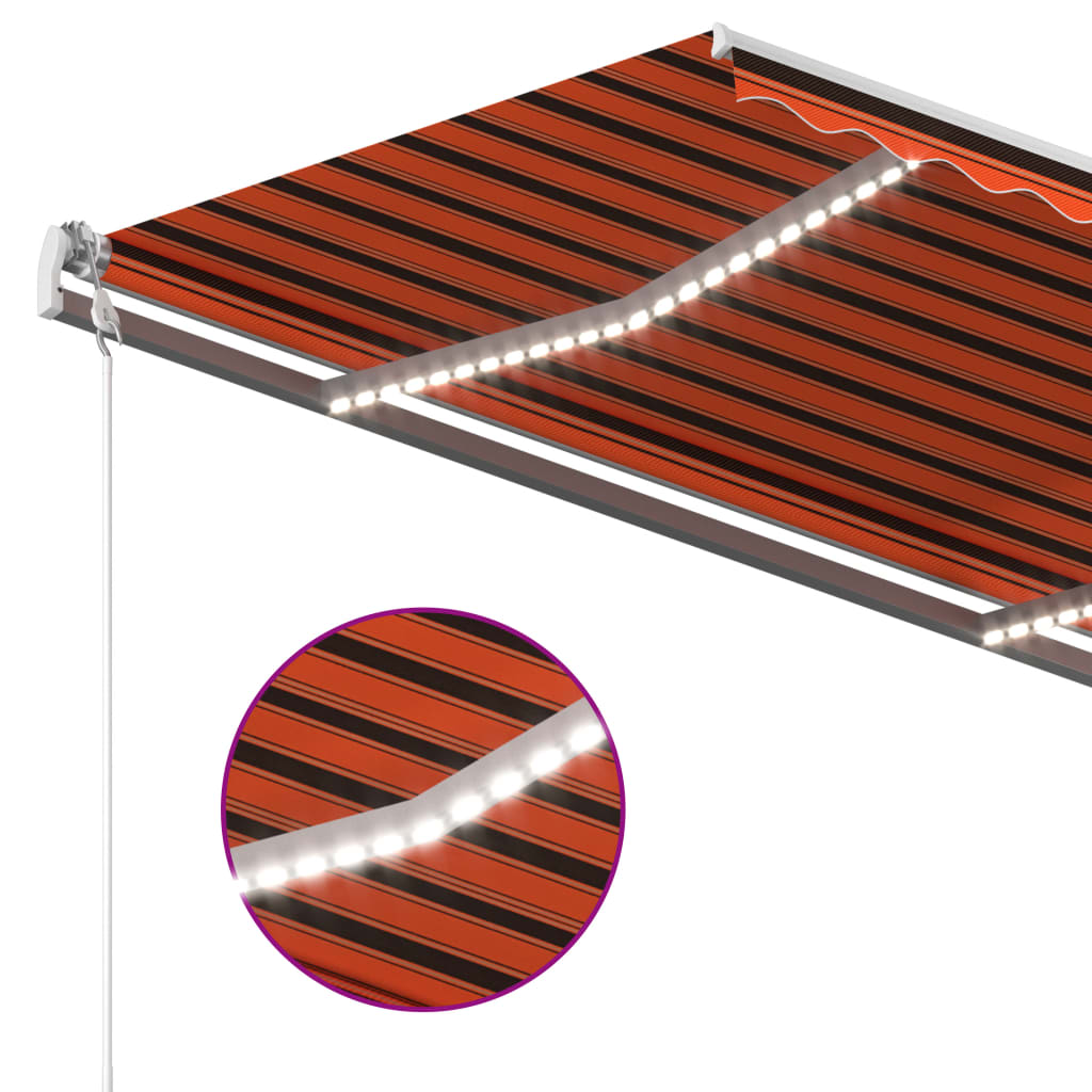 vidaXL Automatische Markise mit LED Windsensor Orange/Braun