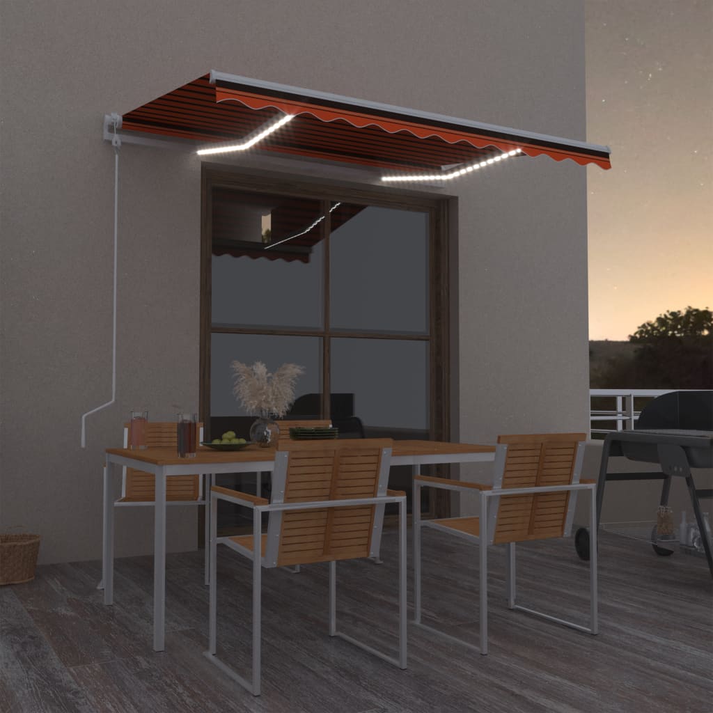 vidaXL Automatische Markise mit LED Windsensor Orange/Braun