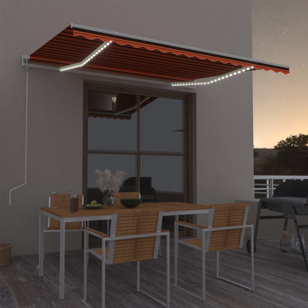 vidaXL Automatische Markise mit LED Windsensor Orange/Braun