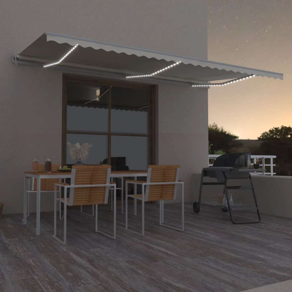 vidaXL Automatische Markise mit LED & Windsensor Creme