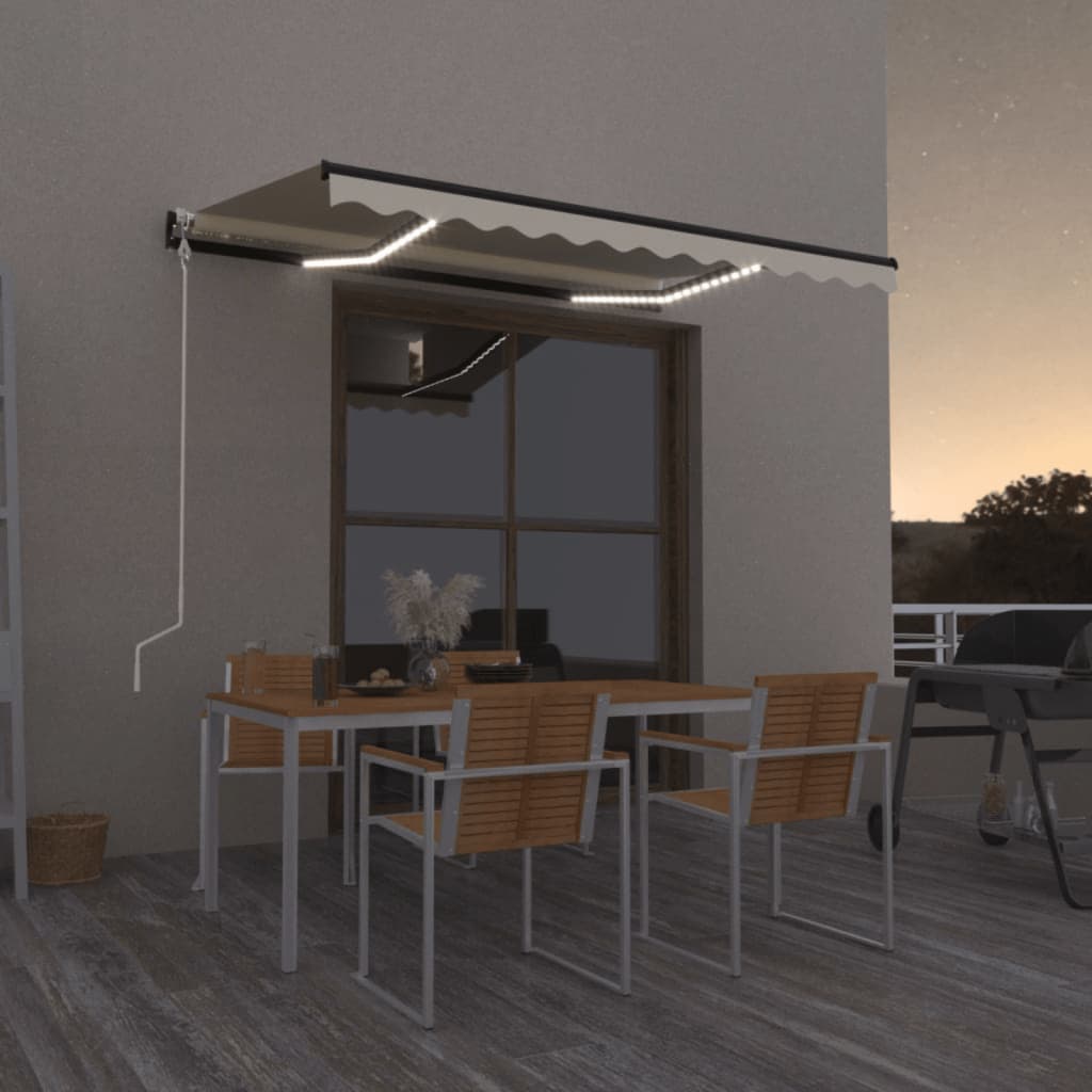 vidaXL Automatische Markise mit LED & Windsensor Creme