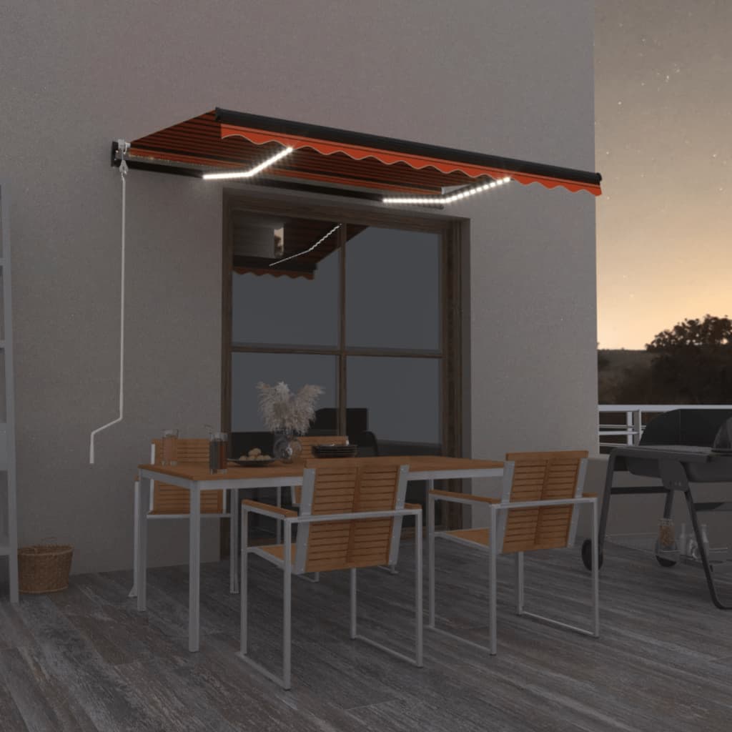 vidaXL Automatische Markise mit LED Windsensor Orange/Braun