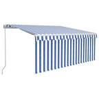 vidaXL Markise Manuell Einziehbar mit Rollo & LED 3x2,5m Blau & Weiß