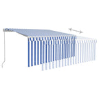 vidaXL Markise Manuell Einziehbar mit Rollo & LED 3x2,5m Blau & Weiß