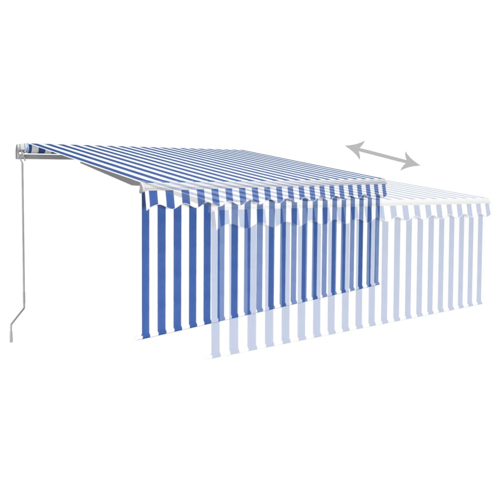 vidaXL Markise Manuell Einziehbar mit Rollo & LED 3x2,5m Blau & Weiß