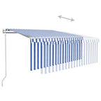 vidaXL Markise Automatisch mit Rollo LED Windsensor 3x2,5 Blau & Weiß