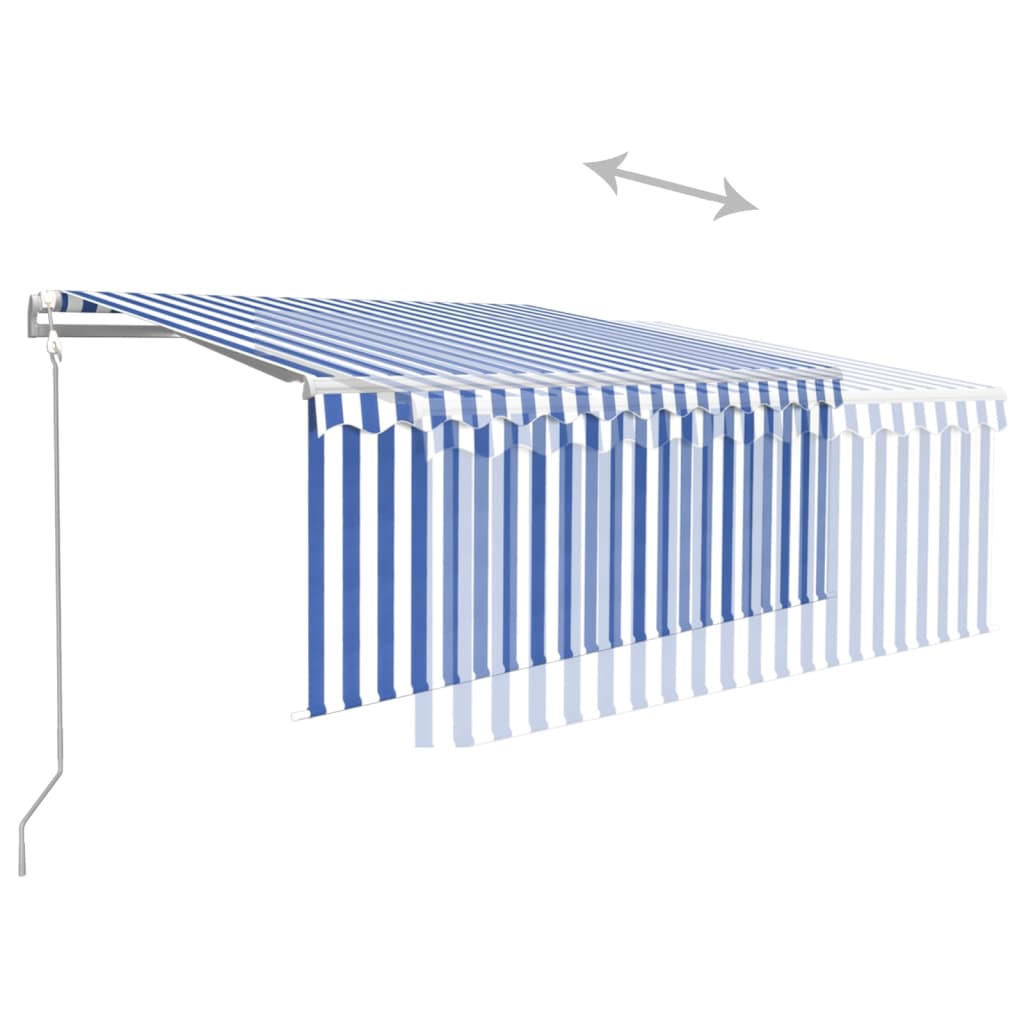 vidaXL Markise Automatisch mit Rollo LED Windsensor 3x2,5 Blau & Weiß