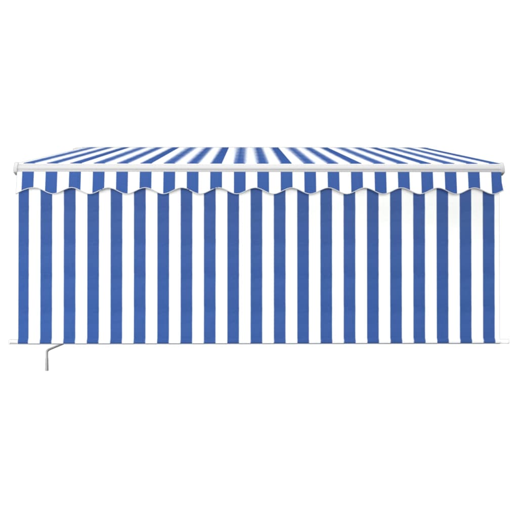 vidaXL Markise Manuell Einziehbar mit Rollo LED 3,5x2,5m Blau Weiß –