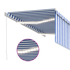 vidaXL Markise Manuell Einziehbar mit Rollo LED 3,5x2,5m Blau Weiß