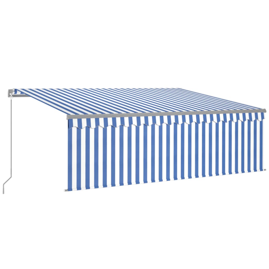 vidaXL Markise Manuell Einziehbar mit Rollo LED Blau und Weiß
