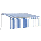 vidaXL Markise Manuell Einziehbar mit Rollo LED Blau und Weiß