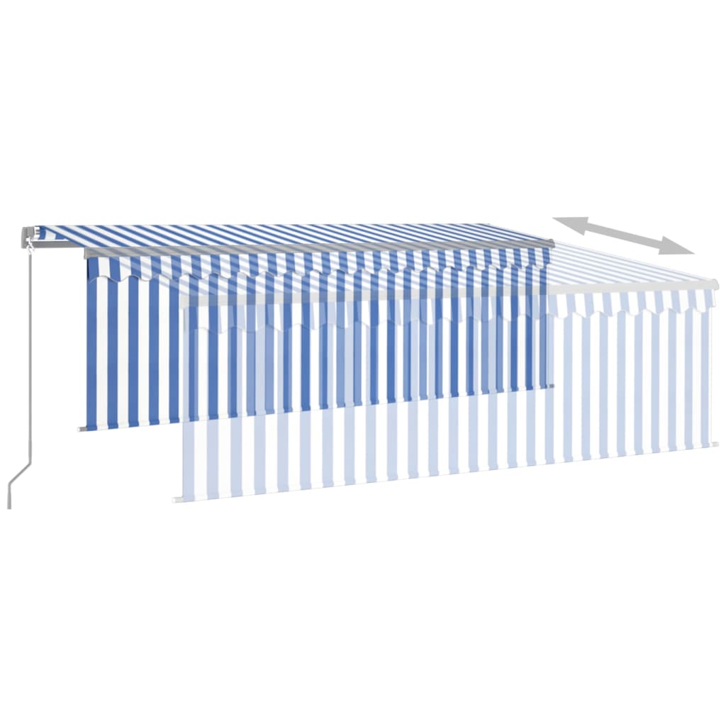 vidaXL Markise Manuell Einziehbar mit Rollo LED Blau und Weiß
