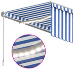 vidaXL Markise Manuell Einziehbar mit Rollo LED Blau und Weiß