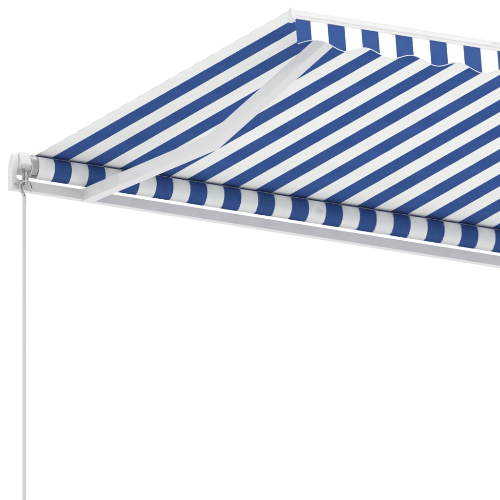 vidaXL Standmarkise Manuell Einziehbar Blau/Weiß