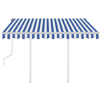 vidaXL Markise Manuell Einziehbar mit Pfosten 3x2,5 m Blau & Weiß